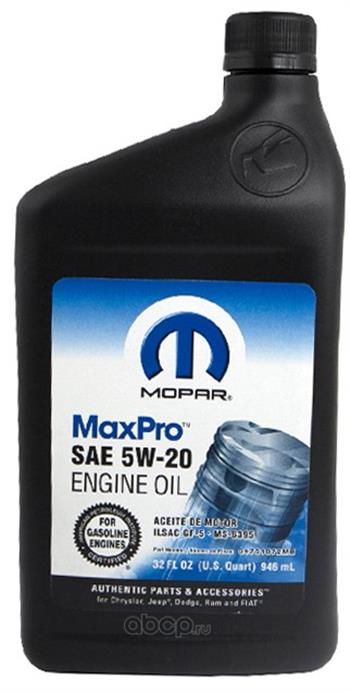 

ЗАМЕНЕНО НА 68218890AC МАСЛО МОТОРНОЕ МИНЕРАЛЬНОЕ MAXPRO SAE 5W-20 946 МЛ SM, 68218890AB