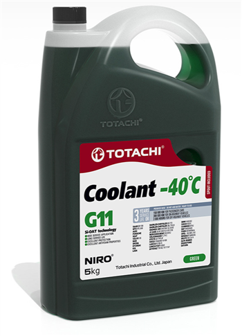 

Антифриз TOTACHI NIRO COOLANT Green G11 -40°C, 5кг, 43205