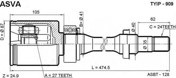 

ШРУС ВНУТР R 27X41X24, TYIP909