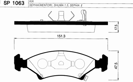 

КОМПЛЕКТ ПЕРЕДНИХ ТОРМОЗНЫХ КОЛОДОК, SP1063