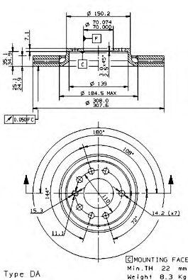 

ДИСК ТОРМОЗНОЙ VAUXHALL ZAFIRA MK II (B) (04, 09936910