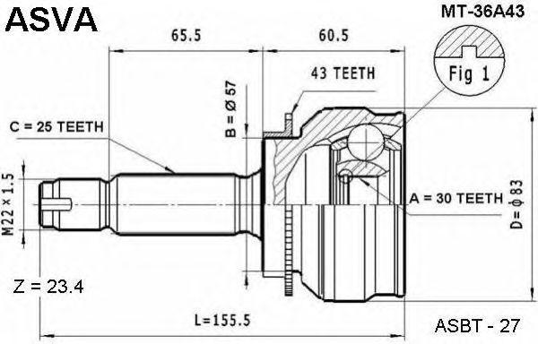 

ШРУС НАРУЖ 30X57X25, MT36A43