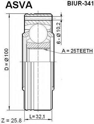 

ШРУС ВНУТР ЗАД 25X100, BIUR341