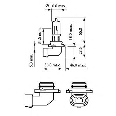 Лампа головного света HB3 (9005) 12V 60W Коро...