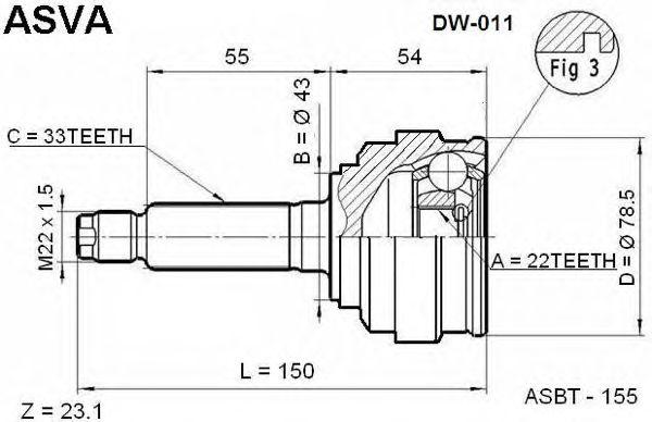 

ШРУС НАРУЖ, DW011