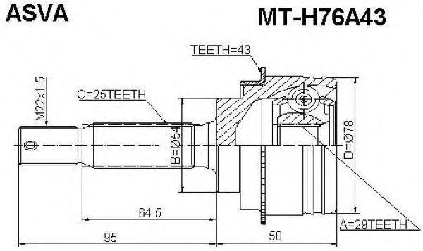 

ШРУС НАРУЖНЫЙ 29X54X25, MTH76A43