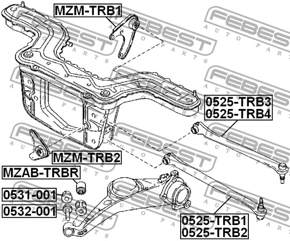 

РЫЧАГ ПОДВЕСКИ ЗАД ВЕРХ R (MAZDA TRIBUTE EP 2001-), 0525TRB4
