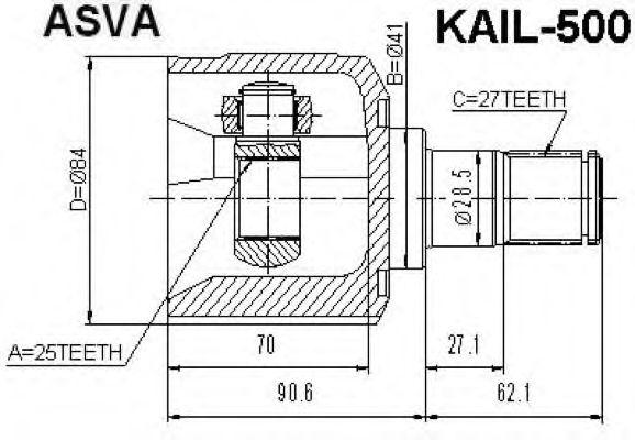 

ШРУС ВНУТРЕННИЙ ЛЕВЫЙ, KAIL500