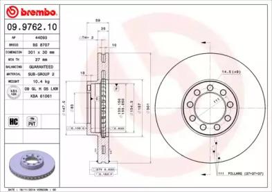 

ДИСК ТОРМОЗНОЙ, IVECO DAILY CITYS BUS 06/14-10/16 / IVECO DAILY IV BOX BODY / ESTATE 05/06-03/12, 09976210