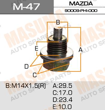

БОЛТ МАСЛОСЛИВНОЙ С МАГНИТОМ 14Х1.5MM, M47