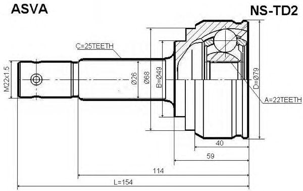 

ШРУС НАРУЖНЫЙ 22X49X25, NSTD2