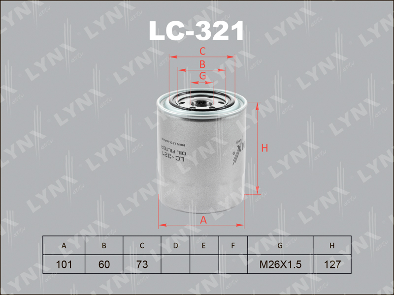 

ФИЛЬТР МАСЛЯНЫЙ KIA CARNIVAL 2.9TD 99-01 MAZDA MPV 2.5TD 96-99 MITSUBISHI COLT 1.8D -92/GALANT 1.8, LC321