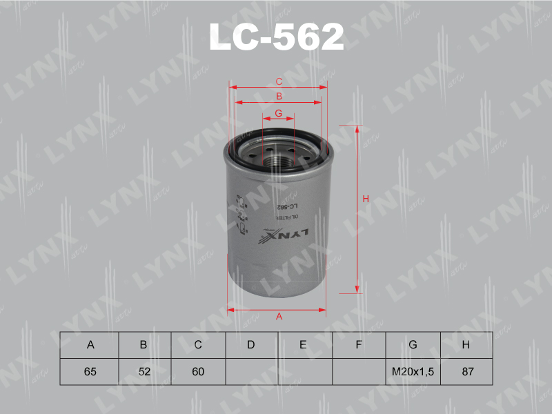 

ФИЛЬТР МАСЛЯНЫЙ FIAT BRAVA/BRAVO/DOBLO CARGO/PANDA/PUNTO/STILO 1.2/1.4 03-, HONDA ACCORD 2.0/2.4 0, LC562