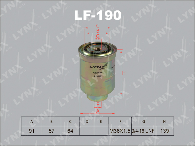 

ФИЛЬТР ТОПЛИВНЫЙ MAZDA 3 2.0D-2.2D 06-/5 2.0D 05-/6 2.0D-2.2D 05-, TOYOTA CAMRY 2.0TD -91/CA, LF190