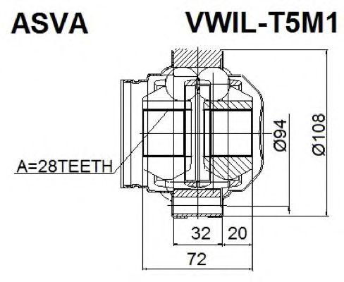 

ШРУС ВНУТРЕННИЙ ЛЕВЫЙ 28X111, VWILT5M1