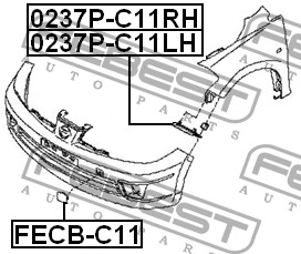 

КРОНШТЕЙН КРЕПЛЕНИЯ БАМПЕРА ПЕРЕДНЕГО ПРАВЫЙ NISSAN TIIDA C11 2005-, 0237PC11RH