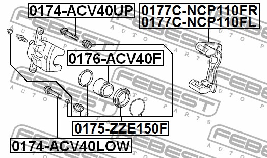 

РЕМКОМПЛЕКТ СУППОРТА ТОРМОЗНОГО ПЕР (TOYOTA COROLLA ZZE150/ZRE150 2006-), 0175ZZE150F