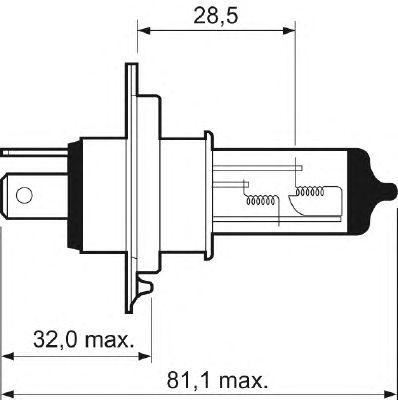 

Лампа галогеновая VALEO Light +50% H4 P43T-38 12V 60/55W, 032511