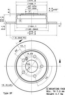 

ДИСК ТОРМОЗНОЙ ЗАД MERCEDES-BENZ (BBDC) C-CLASS (W204) 01/08- / MERCEDES-BENZ C-CLASS (W204) 01/07-, 08A73711