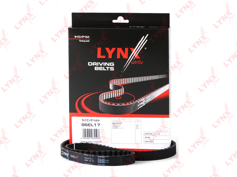 

РЕМЕНЬ ГРМ RENAULT LOGAN/SANDERO 1.4-1.6/CLIO 1.4-1.6 98-05/MEGANE 1.4-1.6 96-02 (ALL 8V), 96EL17
