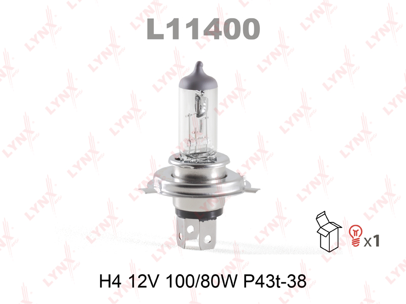 

ЛАМПА ГАЛОГЕНОВАЯ H4 12V 100/80W P43T-38, L11400