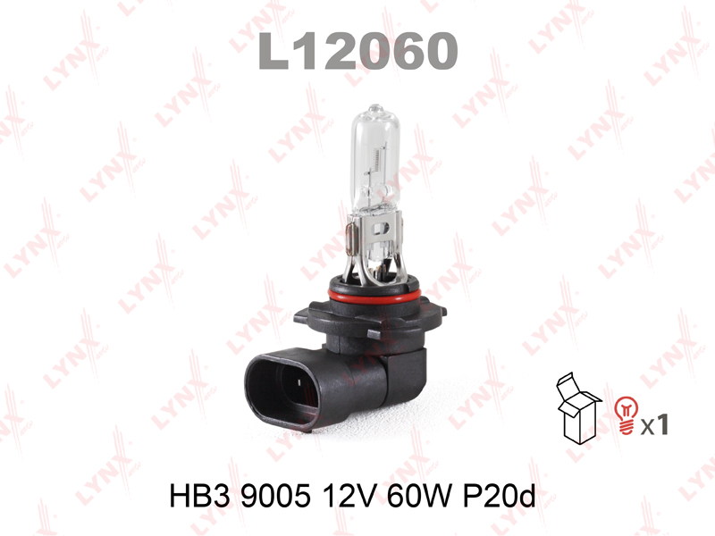 Лампа галогенная Lynx , HB3, 60W, коробка, 1...