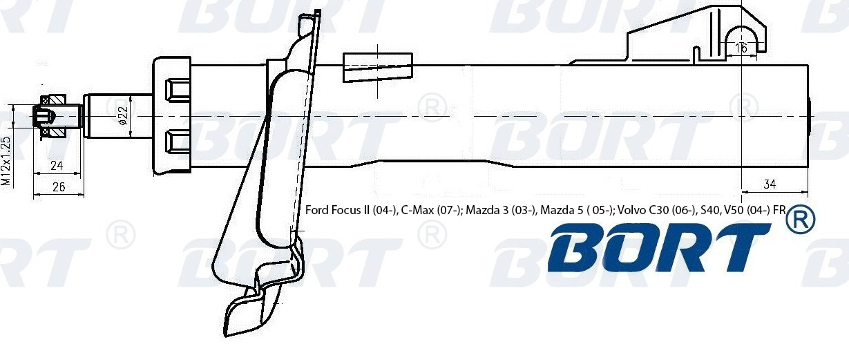 Амортизатор подвески пер r газомаслян mazda 3 03- mazda 5 05- fr
