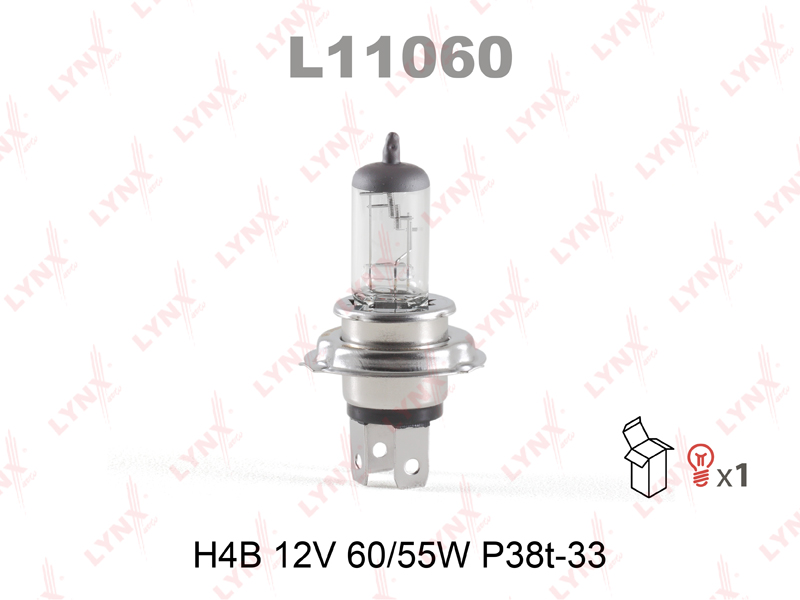 Лампа галогенная Lynx , H4B, 60/55W, коробка,...