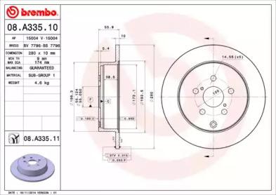 

ДИСК ТОРМОЗНОЙ ЗАД TOYOTA AVENSIS T25 03 03-11 08 TOYOTA AVENSIS ESTATE T25 04 03-11 08 TOY, 08A33510