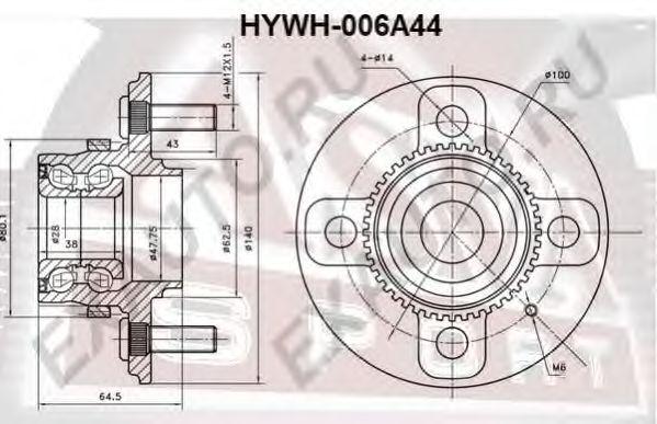 

СТУПИЦА КОЛЕСА ЗАД С АБС, HYWH006A44
