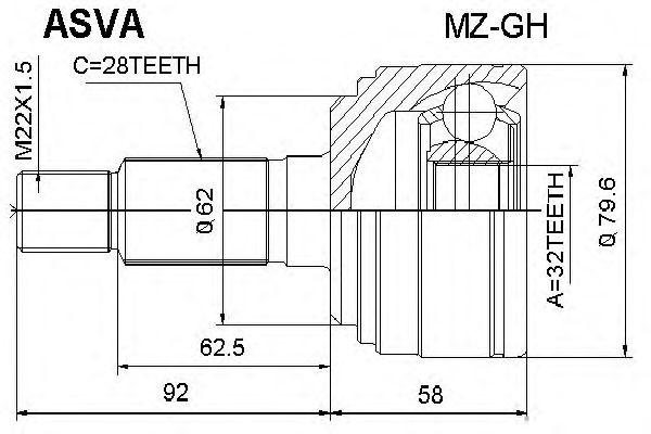 

ШРУСНАРУЖНЫЙ36X62X28, MZGH