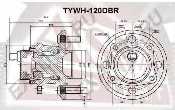 

СТУПИЦАЗАДНЯЯСДАТЧИКОМАБС, TYWH120DBR