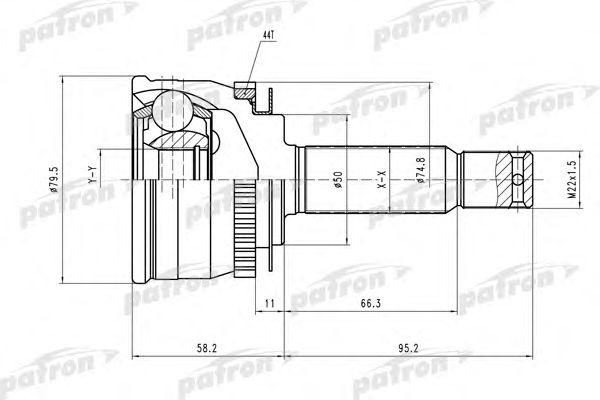 

ШРУС НАРУЖ К-Т [A 25, B 22, ABS 44] HYUNDAI ACCENT 00-, PCV3902