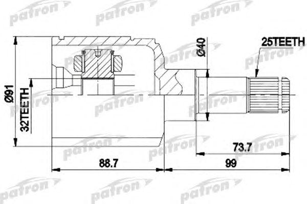 

ШРУС ВНУТР К-КТ CHRYSLER: CIRRUS 95-00, SEBRING 95-04, DODGE STRATUS 95-00, PLYM, PCV9538