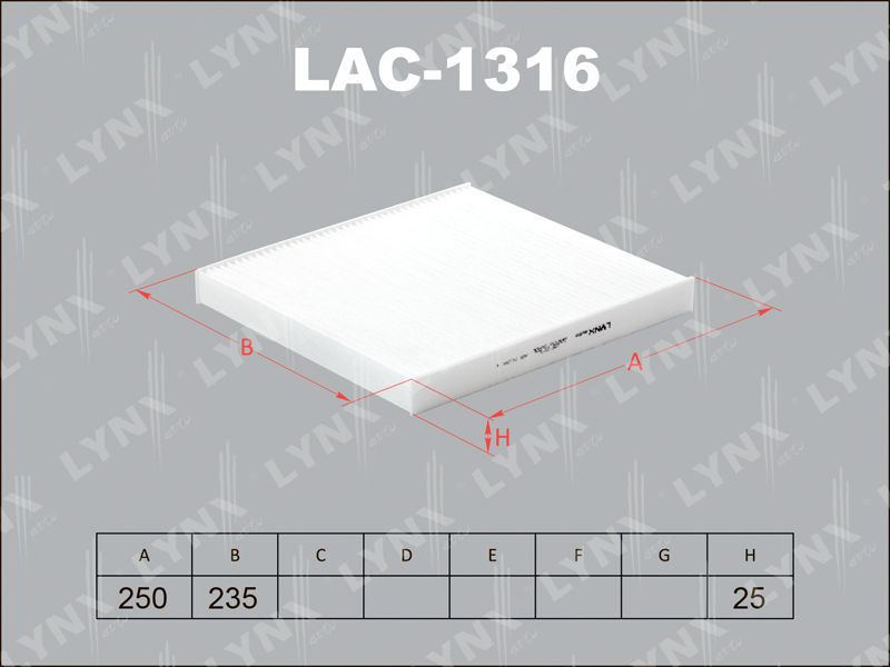 

ФИЛЬТР САЛОННЫЙ CITROEN JUMPER 06- FIAT DUCATO 06- PEUGEOT BOXER 06-, LAC1316