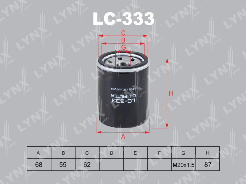 

ФИЛЬТР МАСЛЯНЫЙ MITSUBISHI LANCER 1.5 08- / COLT 1.1-1.5 04-12, SMART FORFOUR 1.1-1.5 04-06, LC333