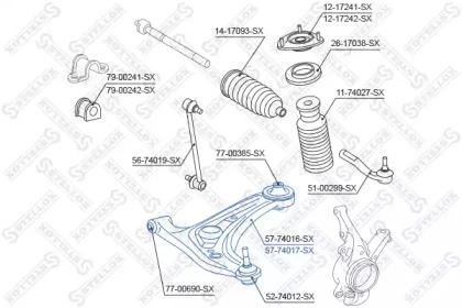 57-74017-sx рычаг нижний левый nissan micra k12e all 03]