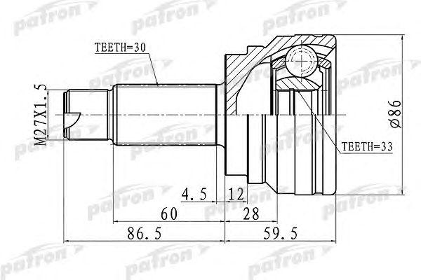 

ШРУС НАРУЖН [A 30, B 33, D 86] BMW X5 (E70), X6 (E71,E72) 3.0D, 3.5D, 4.8, 5.0 07, PCV3006
