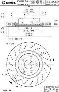 

ДИСК ТОРМОЗНОЙ ПЕР MERCEDES-BENZ S-CLASS (W221) 09/05-12/13, 09A73211