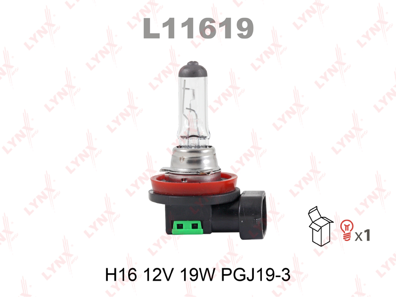 Лампа галогенная Lynx , H16, 19W, коробка, 1...