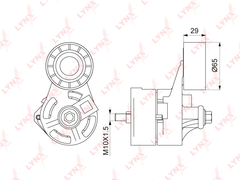 

НАТЯЖИТЕЛЬ РЕМНЯ ПРИВОДНОГО С РОЛИКОМ FORD TRANSIT 2.4D-3.2D 06, PT3255