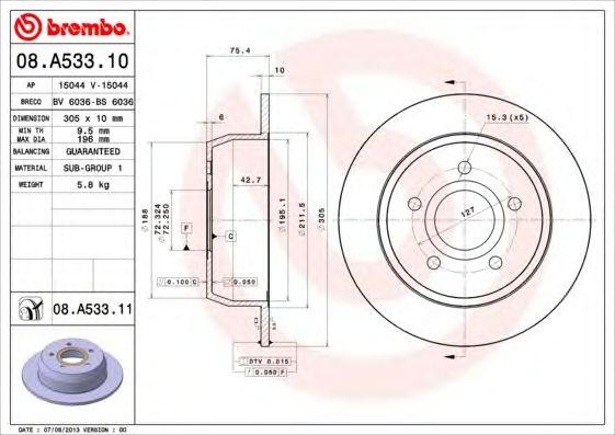 

ДИСК ТОРМОЗНОЙ ЗАД С ПОКРЫТИЕМ JEEP GRAND CHE, 08A53311