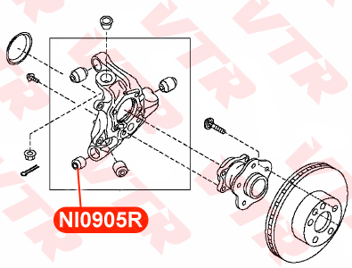 

САЙЛЕНТБЛОК ЦАПФЫ ЗАДНЕЙ ПОДВЕСКИ, ПЕРЕДНИЙ, NI0905R