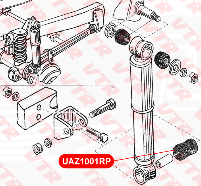 

ПОЛИУРЕТАНОВАЯ ВТУЛКА АМОРТИЗАТОРА ПЕРЕДНЕЙ И ЗАДН, UAZ1001RP