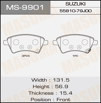 

КОЛОДКИ ТОРМОЗНЫЕ SX4, MS9901