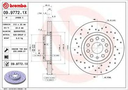 

ДИСК ТОРМОЗНОЙ, AUDI A1 (8X1, 8XK) 05/10-10/18 / AUDI A1 SPORTBACK (8XA, 8XF) 09/11-10/18 / AUDI A3, 0997721X