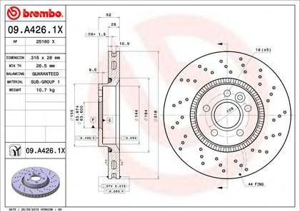 

ДИСК ТОРМОЗНОЙ FORD GALAXY (WM, WA6) 05/06-06/15 / FORD S-MAX (WS, WA6) 05/06-12/14 / LAND ROVER FR, 09A4261X