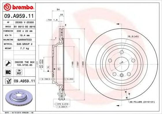 Диск тормозной зад mercedes-benz m-class (w166) 06 11-