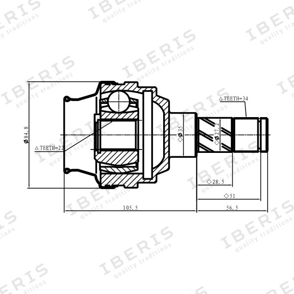 

ШРУС ВНУТР (РАЗМЕР 22Х35Х34) CHEVROLET LANOS, DAEWOO NEXIA, IB6011