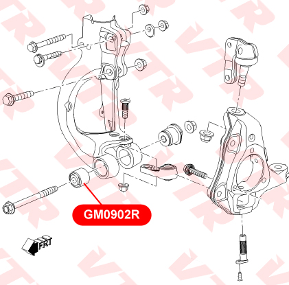 

САЙЛЕНТБЛОК ПОВОРОТНОГО КУЛАКА ПЕРЕДНЕЙ ПОДВЕСКИ, ПЕРЕДНИЙ, GM0902R